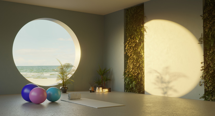 nicely lit yoga and wellness space