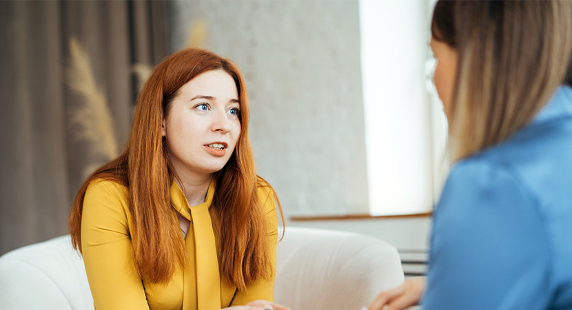 Two people having a conversation
