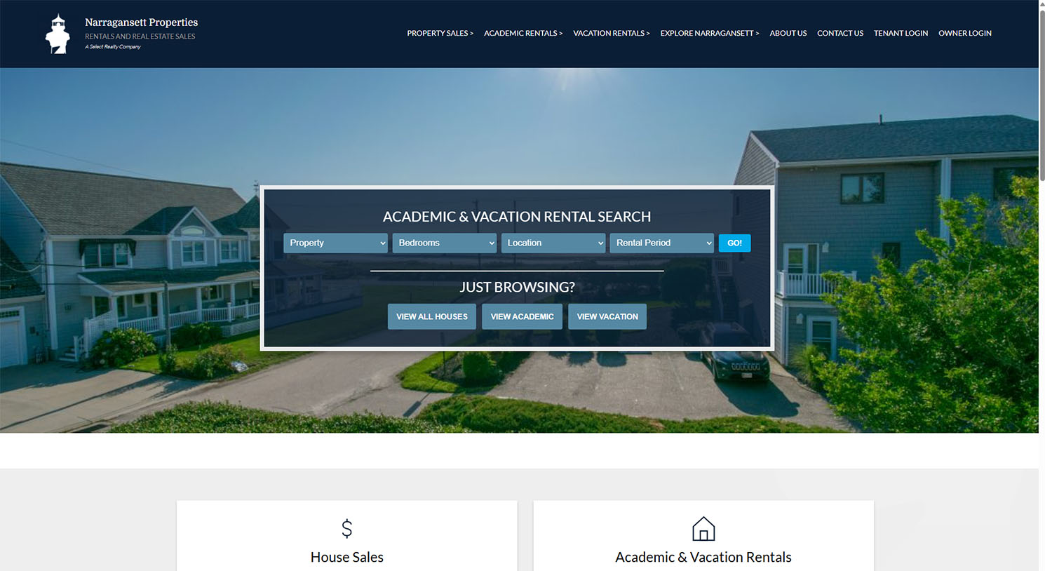 Screenshot of Narragansett Properties website