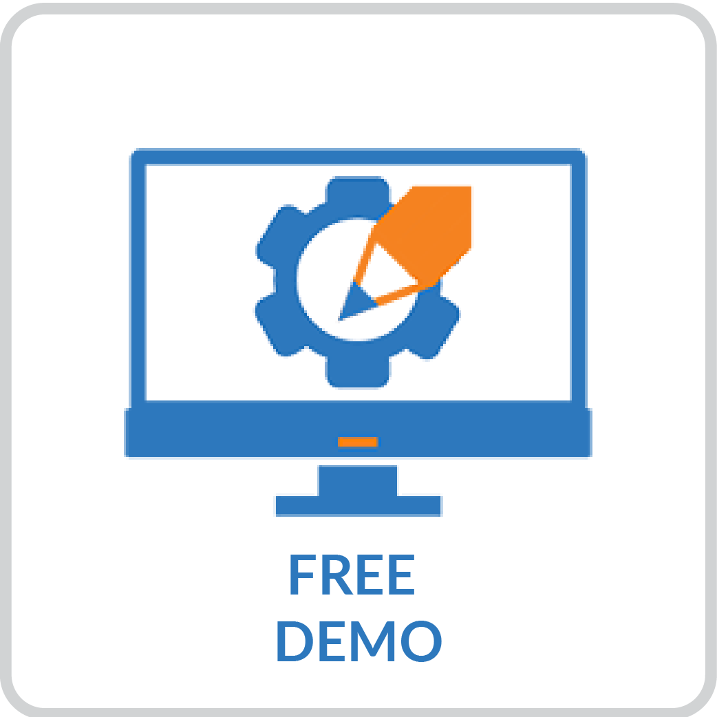 gear icon with pencil with caption free demo