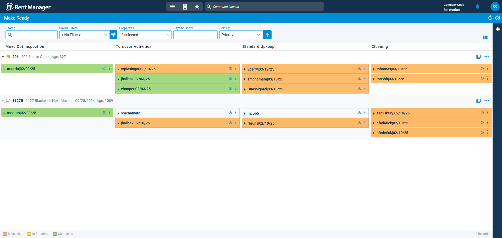 Make Ready board screen