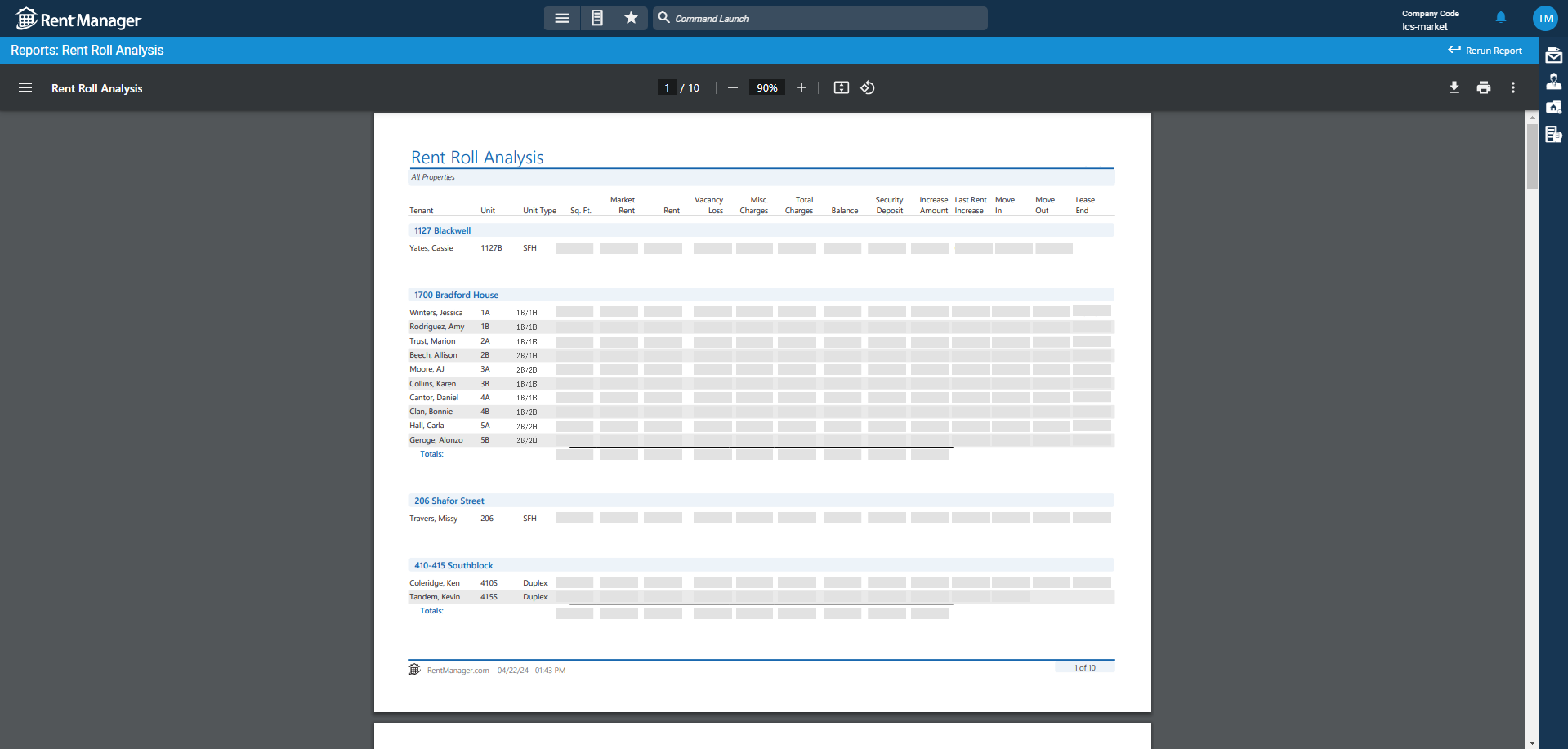 Rent Roll Analysis report example