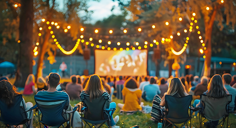 people at outdoor movie